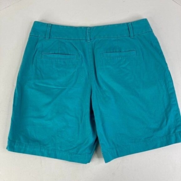 Ann‎ Taylor Loft Womens Chino Shorts Size 2 Teal Blue 7.5" Inseam Flat Front - Picture 2 of 7